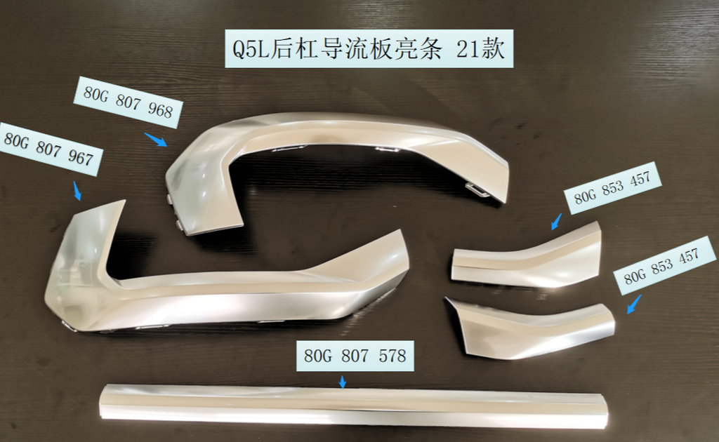 [AES22-Q5B21-038IC] Q5 21 SPORTBACK/RAYA SPOILER PARACHOQUES TRASERO/CROMO /CENTRAL 80G 807 578 3Q7