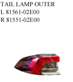 [81551-02E00] [AES11-CRL20-002ERX] PILOTO TRASERO DERECHA EXTERIOR ( CON BOMBILLA) TOYOTA COROLLA 2020 OE:81551-02E00